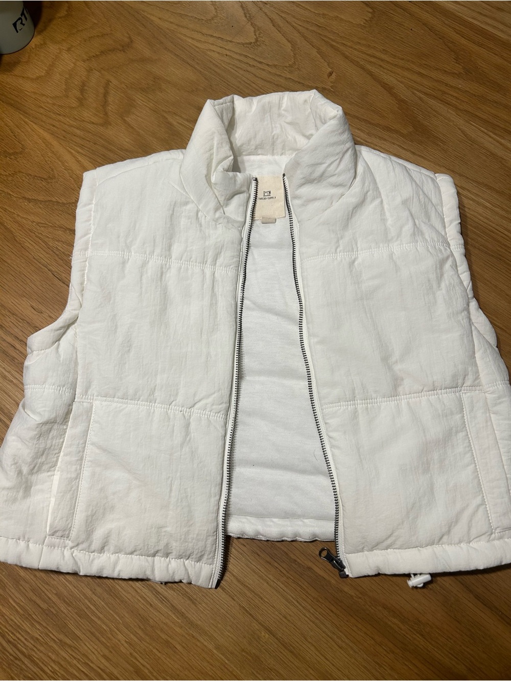 Thread & Supply White Quilted Sleeveless Puffer Vest